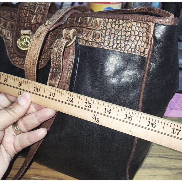 BRAHMIN Vintage Wallet & Black Leather Large Carryall Shoulder Tote Boho Bag - Picture 13 of 16